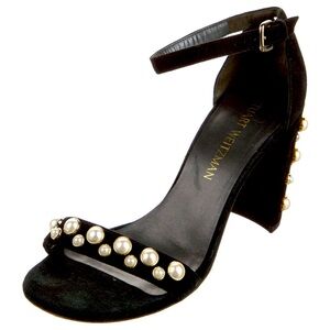 STUART WEITZMAN Faux Pearl Accents Suede Sandals size 7.5 M